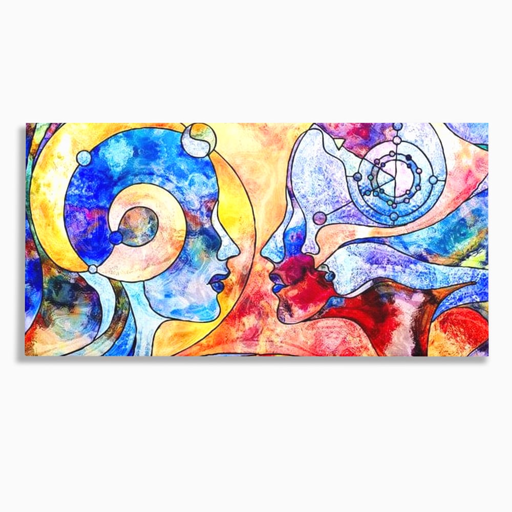 Tablou canvas cu tablou canvas cu doua chipuri profil, fara rama, pe sasiu de lemn